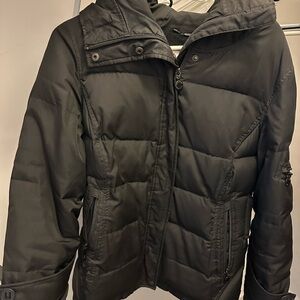 Calvin Klein Black Puffer Coat with Hood Medium